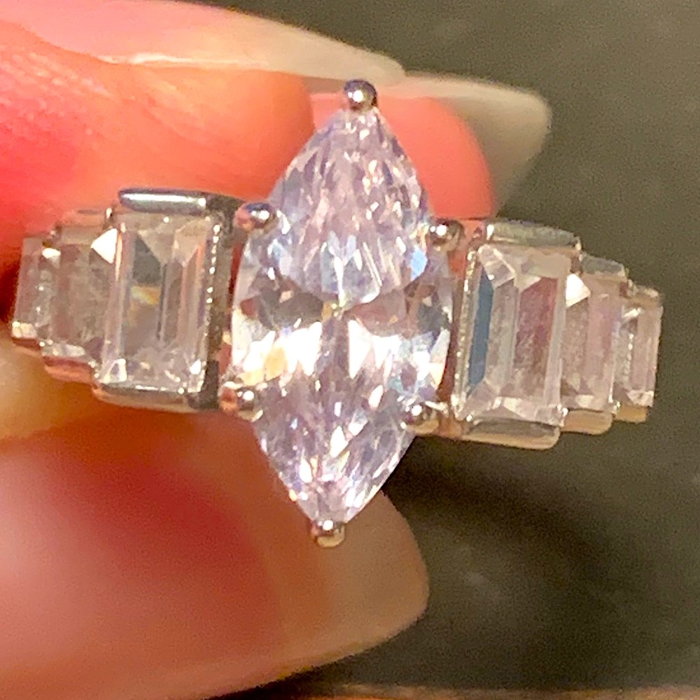 1.6 Carat Natural White Sapphire & Cubic Zirconia Ring